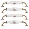 4 Pack Cupboard Handles, Ceramic Drawer Pulls Kitchen Door Knobs Hardware for Cabinet Wardrobe Bathroom 6.3 inch Hole Center