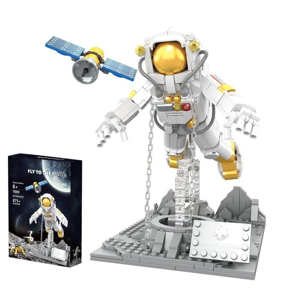 Space Astronaut Toy with Display Stand, Space Series Astronaut MOC Building Blocks Set, Space Exploration Model Gifts for Adults Kids and Space Fans, 875 PCS