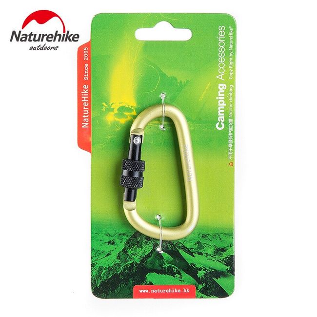 Naturehike 4pcs 6cm Outdoor Multifunctional Carabiner  Type With Lock Aluminum Alloy Key Backpack Hang Buckle Not Exceeding 40KG