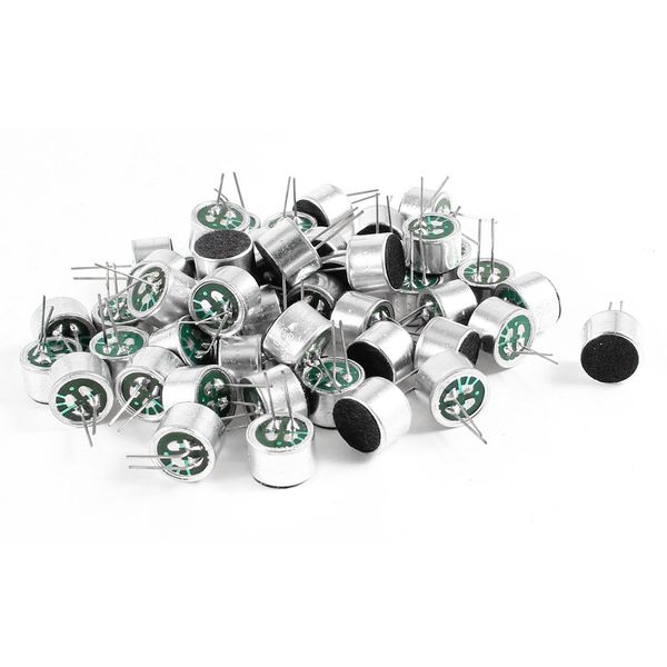 sourcing map 50 Pcs Electret Microphone Inserts 9767 with PCB Pins Condenser