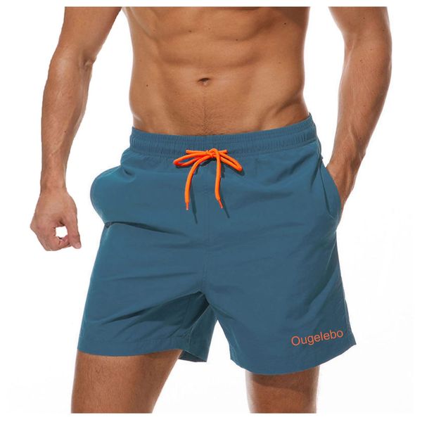 Ougelebo Badehose Herren Badeshorts Herren Kurz Schnelltrocknend Männer Schwimmhose Herren Strandshorts Swim Shorts Trunks Men Pfauenblau M