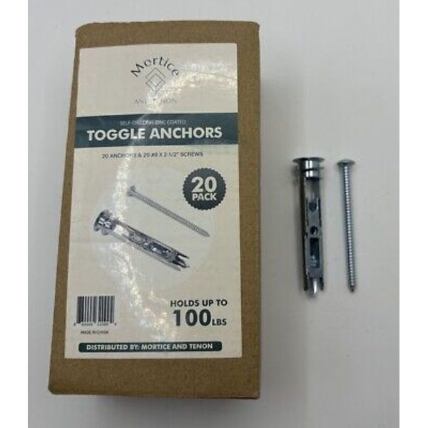 Mortice and Tenon Toggle Self Drilling Drywall Anchors 20 Pack 100 lb Capacity