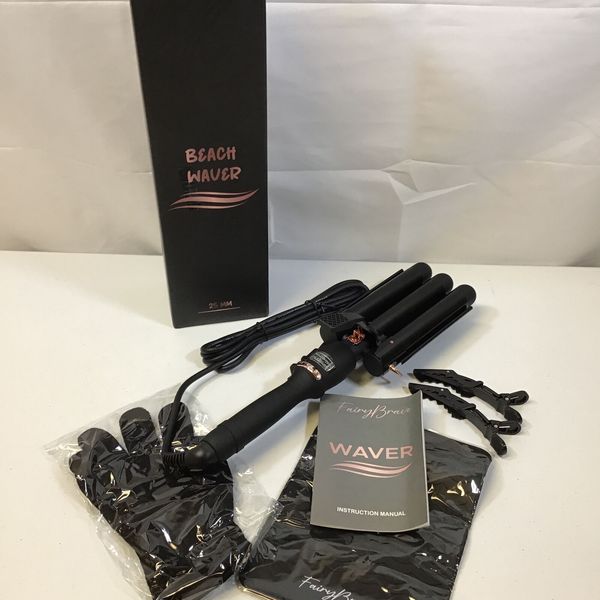 FairyBrave WT-199 Black Ceramic 3 Barrel Beach Waver Curling Iron Wand