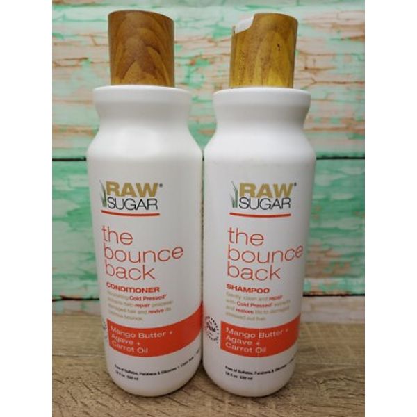 Raw Sugar Bounce Back Shampoo Conditioner 18oz Mango Butter Agave Carrot Oil