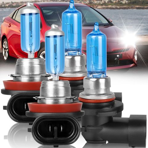 QUAYUB Fit for Toyota Prius 2010-2015 Headlight Bulbs, 350% Brightness 9005 H11 Light Bulbs High Low Beam, 5500K Warm White, Plug and Play, 4pcs