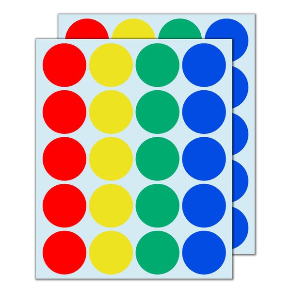 400 Pack, 50mm Large Round Colored Stickers Circle Sticky Labels - 4 Colours