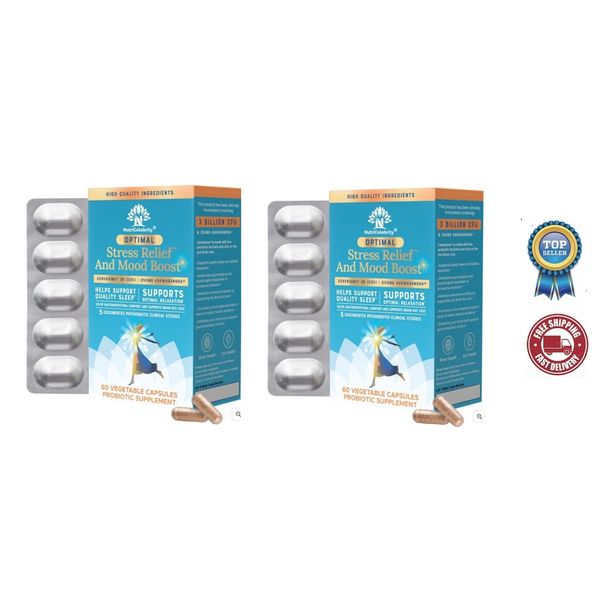 Nutricelebrity Optimal Stress Relief Mood Boost Supplement 60 ct 2 Packs