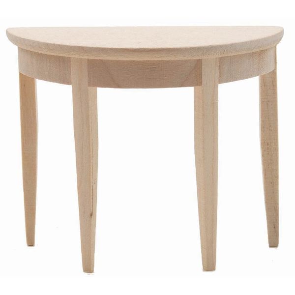 Dollhouse Miniature Half Round Side Table (Unfinished)