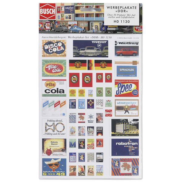 Busch 1130 - Werbeplakat-Set DDR, Rot/Ausflug, Einfarbig (Getaway Solids)