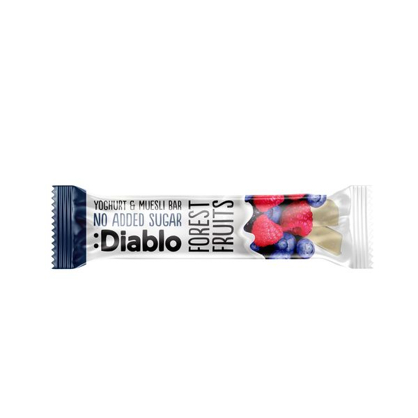 Diablo Yoghurt & Muesli Bar - Forest Fruits | No Added Sugar | Sweetened with Maltitol| Breakfast Bars| Diabetic Friendly Hamper Available - Perfect for Gifting | 1 Bar 30g (Pack Of 1)