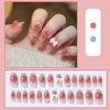 YOVOY Nail Tips, 3D Nails, Cute, False Nails, Short, Nail Stickers, Pink, Black, Cute, Stylish, Nail Tips, Long, False Nails, Popular, Round Tips, Short, Long, 24 Pieces (Pink Heart Butterfly)
