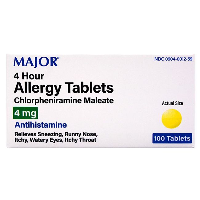 Major Chlorpheniramine Maleate 4 mg - 100 Tablets (Chlor-Trimeton)