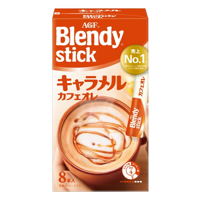 AGF Blendy Stick Caramel Cafe au Lait 8 Sticks x 6 Boxes, Stick Coffee