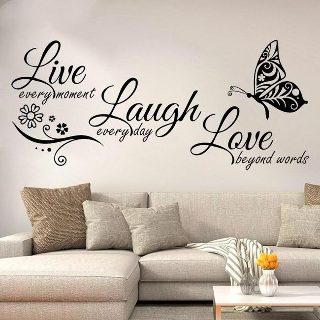 Live Laugh Love Butterfly Flower Wall Art Sticker Modern Wall Decals Quotes Vinyls Stickers Wall Stickers Home Decor Living Room