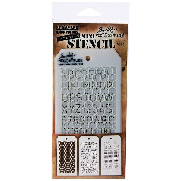 Stampers Anonymous Tim Holtz Mini Layered Stencil Set #8,Multicolor,8.61x21x0.2 cm