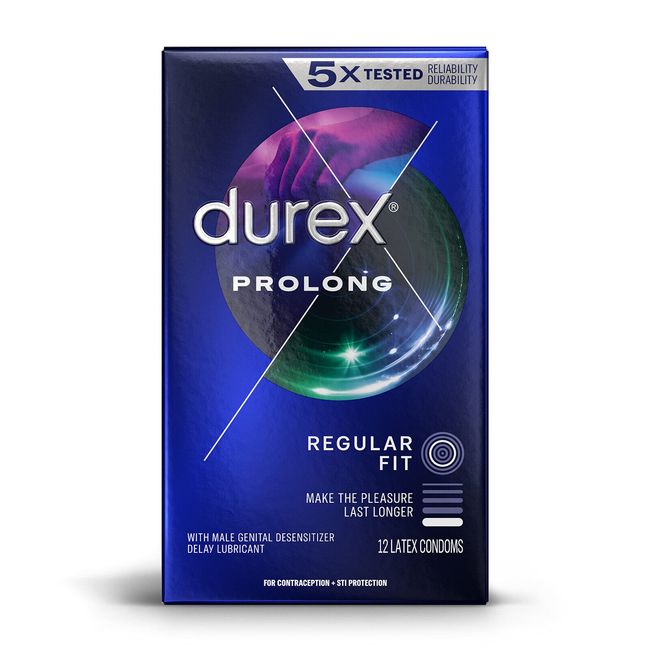 Durex Prolong Climax Control Male Desensitizer Delay Lubricant Condoms - 12 Pack