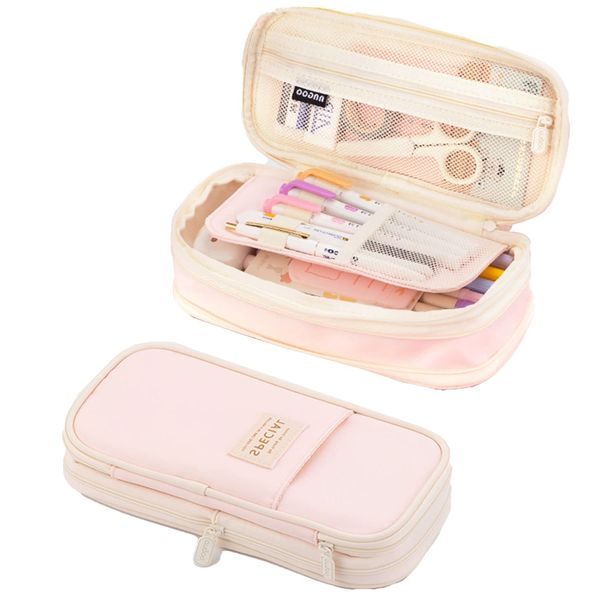 MOREASE Federmäppchen Mäppchen Federmappe für Teenager Mädchen, Aesthetic School Stuff Etui Stifte mit Große Kapazität, Kapazität Federtasche Pencil Case Schulsachen für Jungen Schule Büro (Rosa)