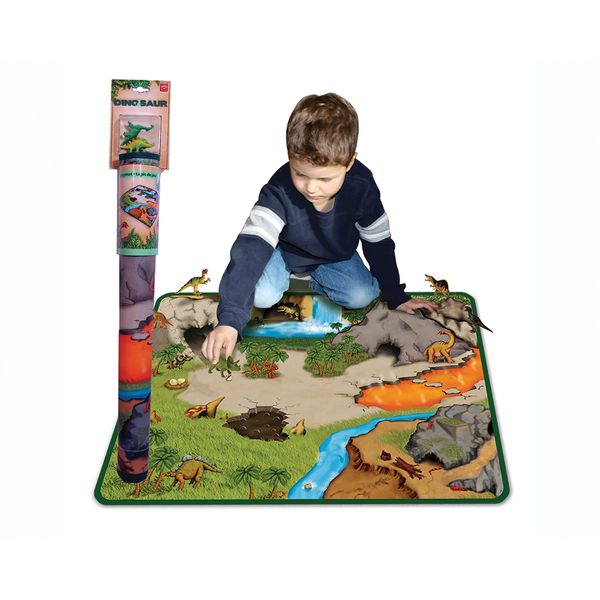 Neat-Oh! Dinosaur Prehistoric World 2-Sided Playmat w/2 dinosaurs