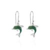 Sterling Silver Simulated Turquoise Dolphin Animal Dangle Earrings