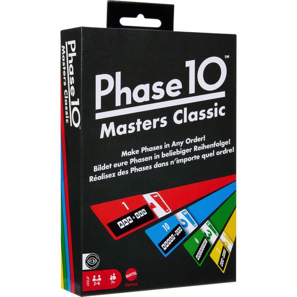 Mattel Games Phase 10 Masters Classic Card Game, Family Card Game Including 60 Phase Target Cards That Can Be Played in Any Order for 2-6 Players