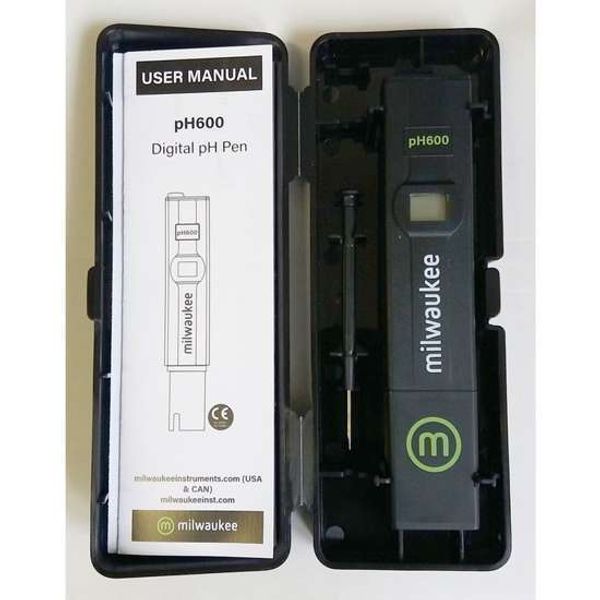 Milwaukee pH600-BOX LED Pocket pH Tester with Calibration Solution, 