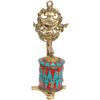 Prayer Wheel with Vase (Ashtamangala) - Brass with Inlay Statue
