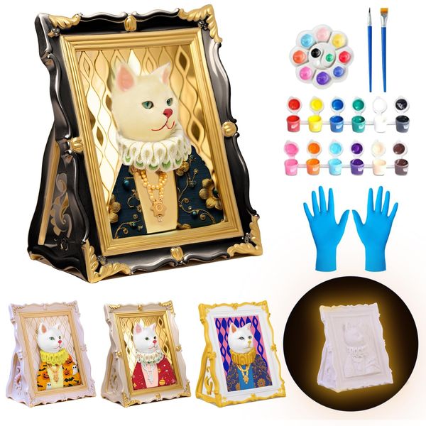 LBOLYUMEG Paint Your Own Cat Lamp Kit, Art Supplies Arts and Crafts for Kids Ages 8-12,Crafts for Girls 8-12,Night Light Kids Crafts Ages 4-8, Birthday Easter Gift for Girls Boys Age 3 4 5 6 7 8+