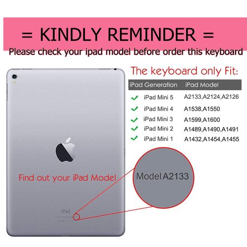 Lrufodya Keyboard Case for iPad Mini 5th & 4th Gen 7.9 Inch with Detachable Wireless Magnetic Keyboard and Pen Holder, Multi-Angle, Support 3 System for iPad Mini 3th, Mini 2 1 Generation (Black)