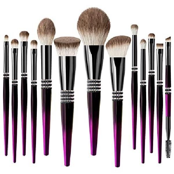 Moist Mall LORYP Makeup Brush Set -13pcs Diamond Foundation Eyeshadow Liner Concealer for Women (Crystal Rose Gold)