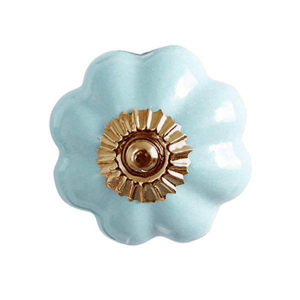 Bombay Duck SBK200AX Plain Ceramic Flower Door Knob - Aqua (6 units)