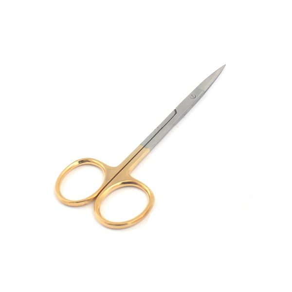 OdontoMed2011 O.R GRADE IRIS SCISSORS STRAIGHT SHARP SHARP REUSABLE GOLD PLATED HANDLE 4.5" ODM