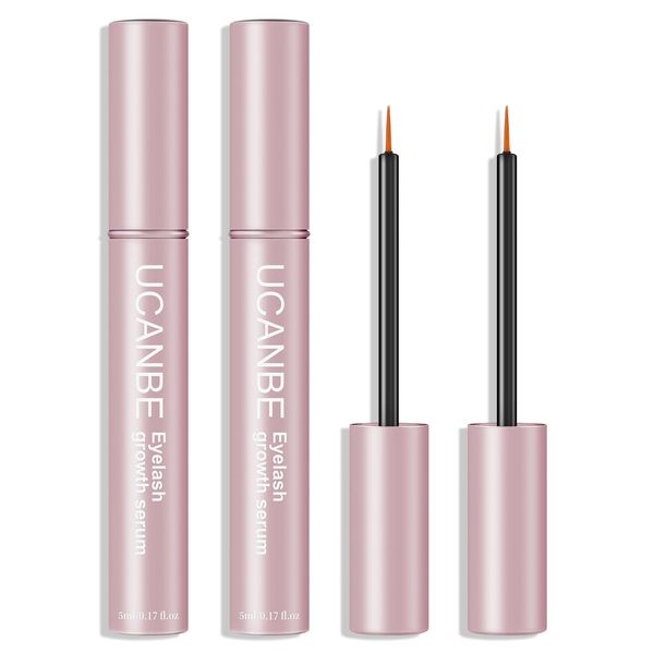 UCANBE 2Pcs Lash Serum(10ml), Eyelash Serum for Longer, Thicker Eyelashes and Eyebrows, Eyelash Growth Serum, Lash Enhancing Serum to Grow Fuller Healthier Stronger Eye Lashes & Brows