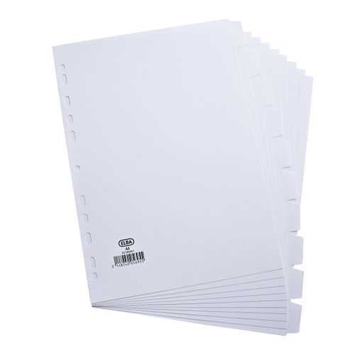 Elba A4 10-Part Card File Dividers White Tabs