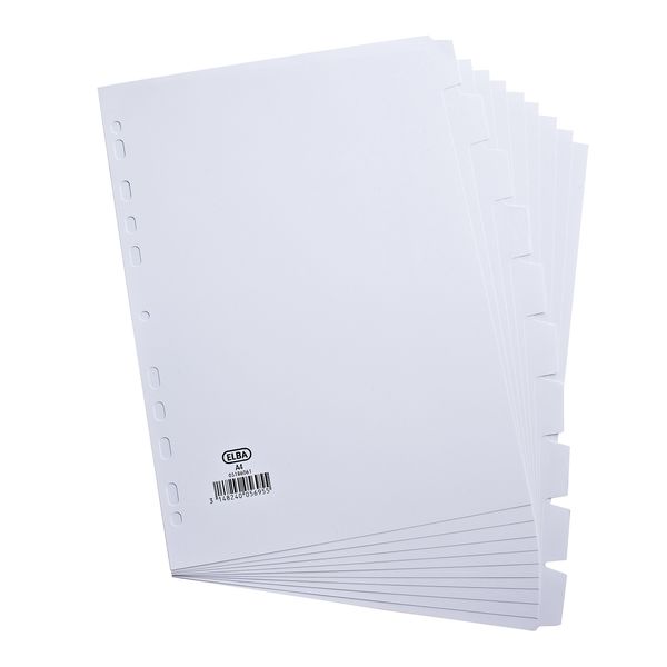 Elba A4 10-Part Card File Dividers White Tabs