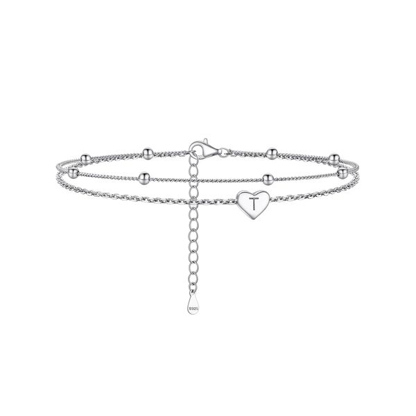 PROSILVER Sterling Silver Anklets for Women 925 Initial Anklet Cute Ankle Bracelets