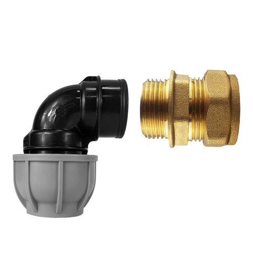 mdpe Fittings to Copper Pipe connectors (20mm elbow-15mm Copper Straight)