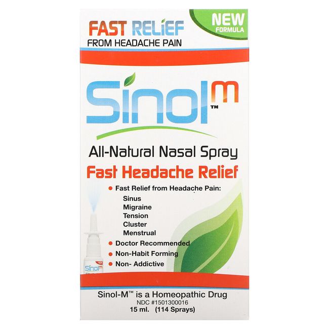 Sinol SinolM All-Natural Nasal Spray Fast Headache Relief 15 ml All-Natural