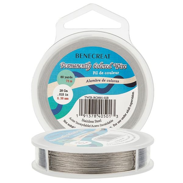 Benecreat 27.7 ft (73 m) / Winding Wire Diameter 0.01 inch (0.38 mm) Craft Wire, Nylon Coated Stainless Steel Wire, Beading, Accessory Making, Handicrafts