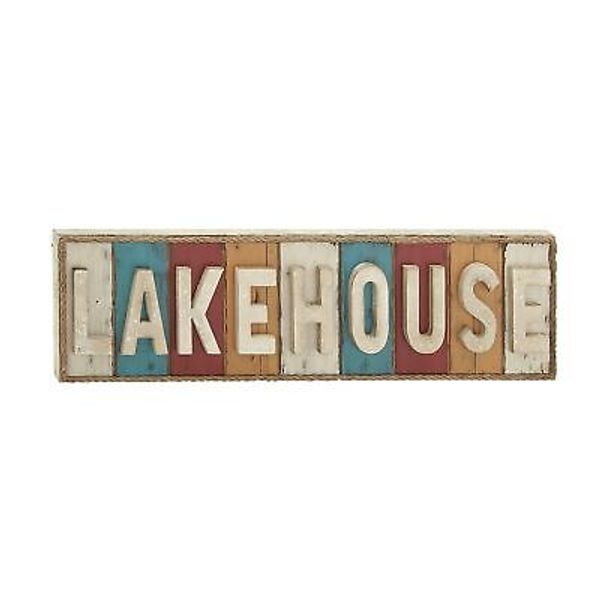 Deco 79 Wooden Sign Home Wall Decor Lake House Wall Sculpture, Wall Art 36" x...