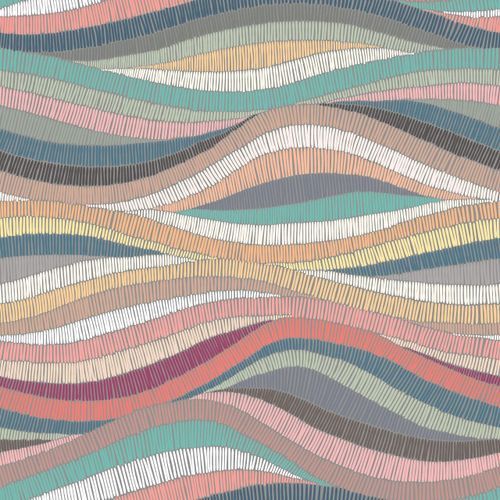 RoomMates RMK11941RL Pink and Teal Mosaic Waves Peel and Stick Wallpaper