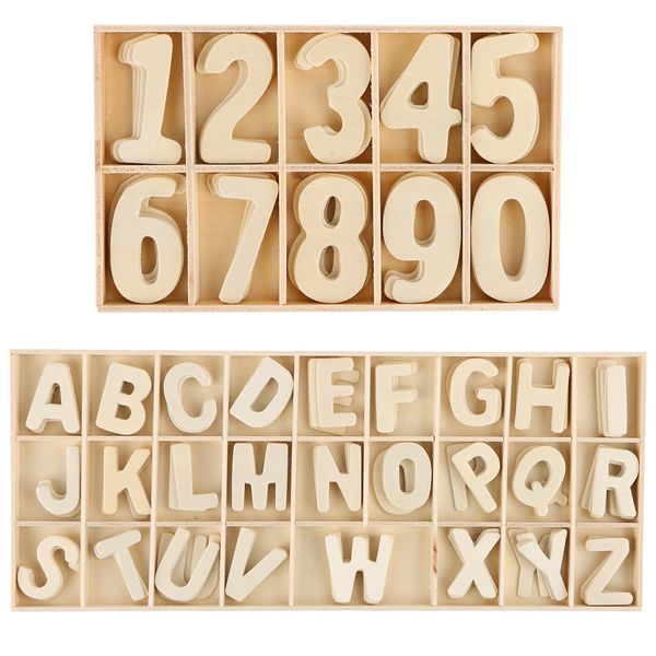 Holzbuchstaben Klein mit Zahlen Holz 180 Stück, Buchstaben Holz A-Z, Nummern Holz 0-9, Holzbuchstaben Kinder Deko Holz Buchstaben für Türschilder, kinderzimmertür, Hochzeit Deko