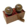 THY COLLECTIBLES Bamboo Pattern Cyan Nuwa Marble Stone Chinese Healthy Exercise Massage Baoding Balls