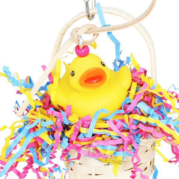 Bonka Bird Toys 1660 Ducky Basket 5.75" x 2.25", Small Parrot Chew Forage Preen Cage Toy, Parrotlet, Lories, Budgie, and Similar