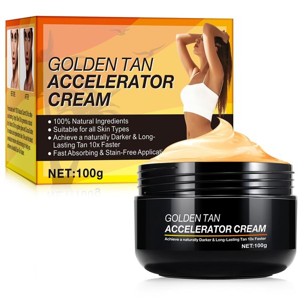 Tanning Accelerator Cream 100g sunbed cream sunbed Golden Tan Accelerator for Outdoor Sun and Tanning Beds, Natural sun bed tanning accelerator Tannin