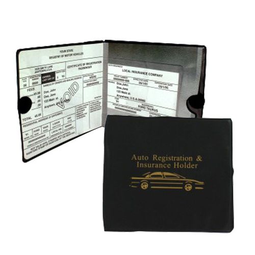 ESSENTIAL Car Auto Insurance Registration BLACK Document Wallet Holders 2 Pack - [BUNDLE, 2pcs] - Automobile, Motorcycle, Truck, Trailer Vinyl ID Holder & Visor Storage - Strong Closure On Each -