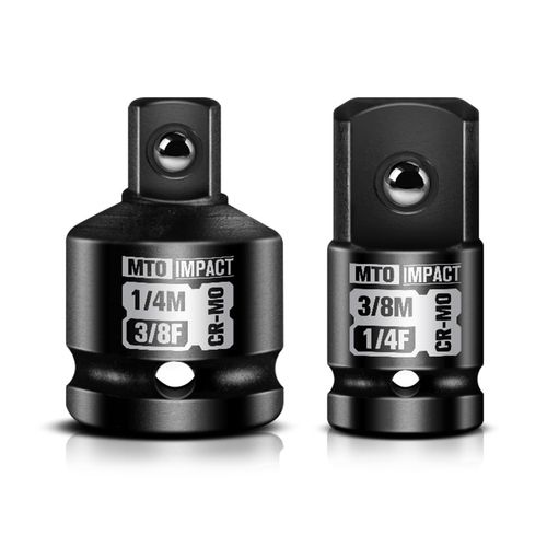 MTO 2-Piece Impact Socket Adapter and Reducer Set, 3/8" Female to 1/4" Male Reducer, 1/4" Female to 3/8" Male Adapter, CR-MO, for Impact Wrench & Ratchet Use
