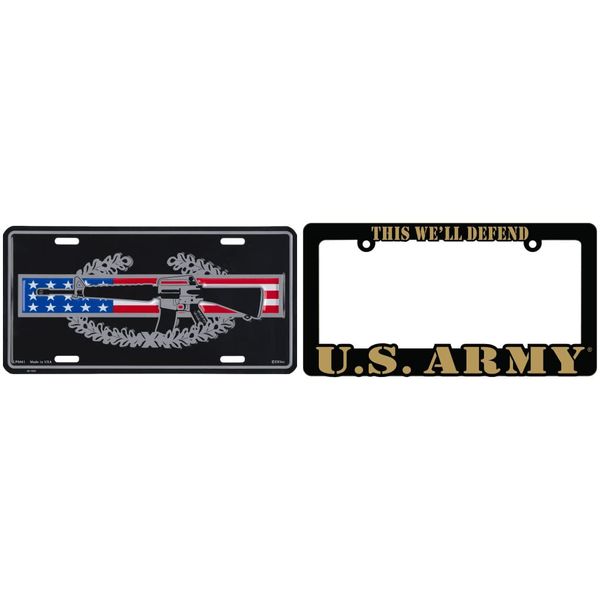 U.S. Army Combat Infantryman Badge License Plate with Frame