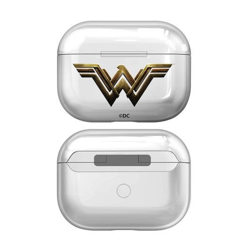 Head Case Designs Officially Licensed Justice League Movie Wonder Woman Logos Clear Hard Crystal Cover Compatible with Apple AirPods Pro 2 Charging Case