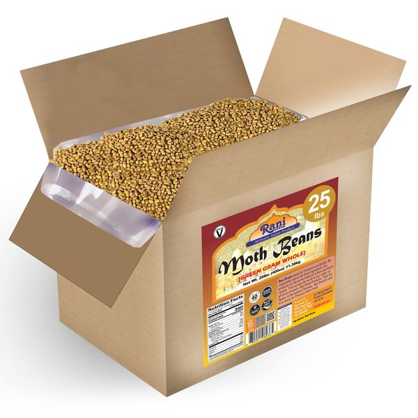 Rani Moth Beans Whole 400oz (25lbs) 11.36kg Bulk Box