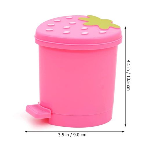 Operitacx Square Wheelie Bin Strawberry Trash Can Desktop Trash Can Cute Strawberry Mini Worktop Bin Tiny Trash Can Mini Trash Can Plastic for Car Office Kitchen Kawaii